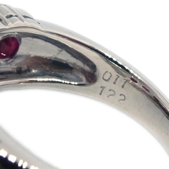 Ring PT900 Diamond Ruby Silver #51 #11 115320 - Picture 10 of 10